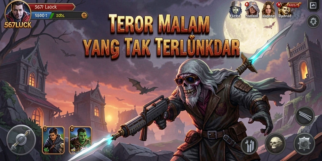 Tangkapan layar gameplay 567LUCK menampilkan suasana menyeramkan yang mencekam.
