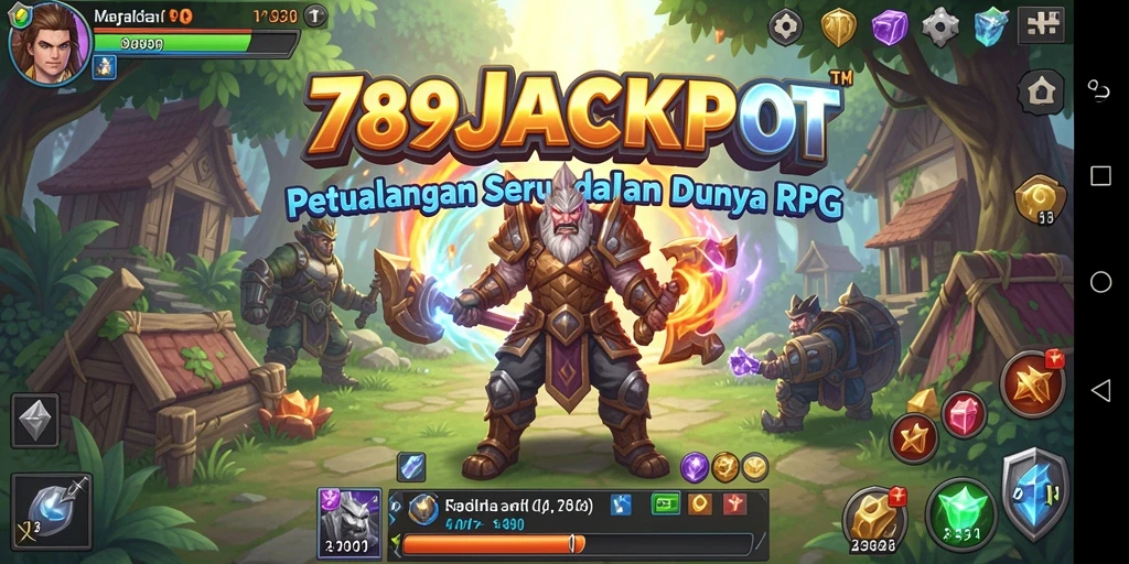 Screenshot utama 789JACKPOT menunjukkan aksi pertempuran RPG yang seru.