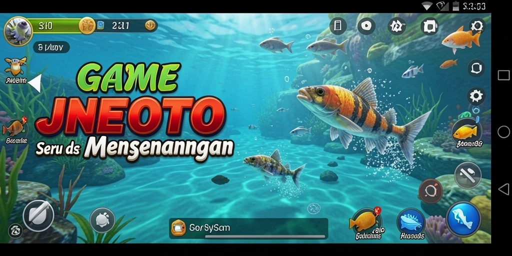 Screenshot JNETOTO menampilkan aksi memancing yang hektik dan menantang.