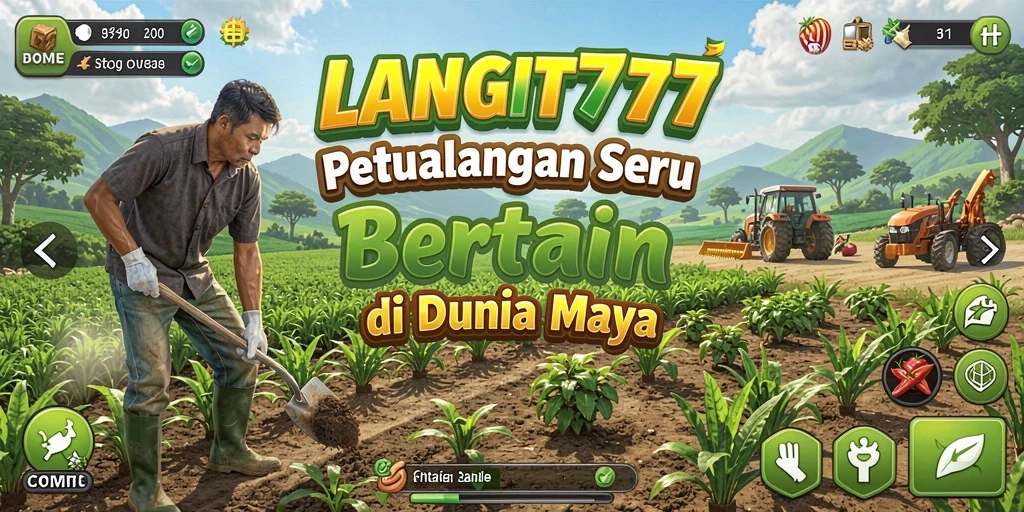 Screenshot LANGIT777 menampilkan aksi seru bertani dengan pemandangan ladang yang indah.