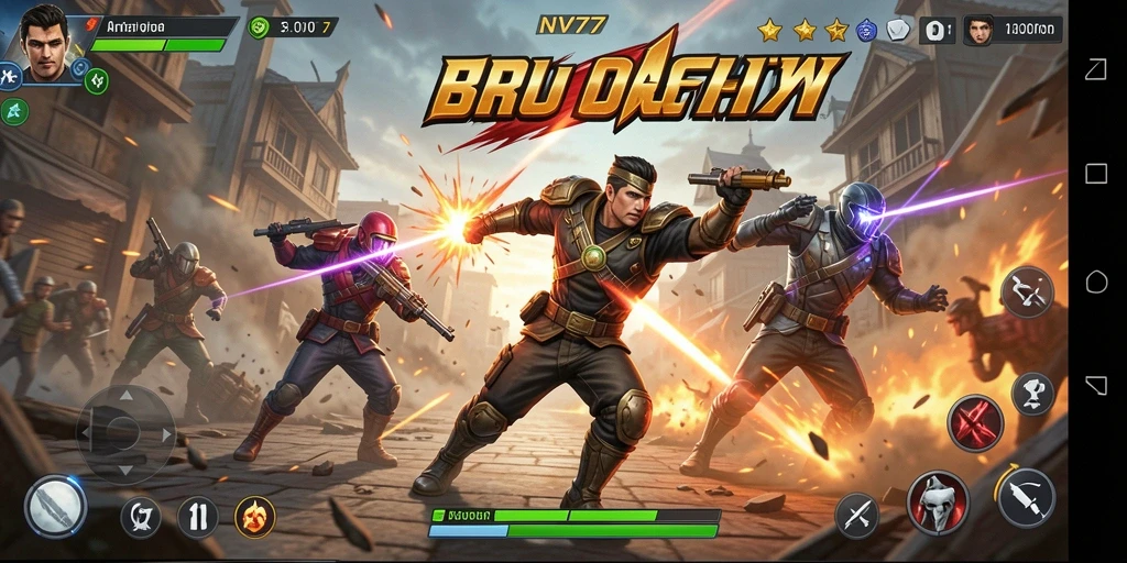 Tampilan gameplay dalam NV77 yang penuh aksi dan tantangan.