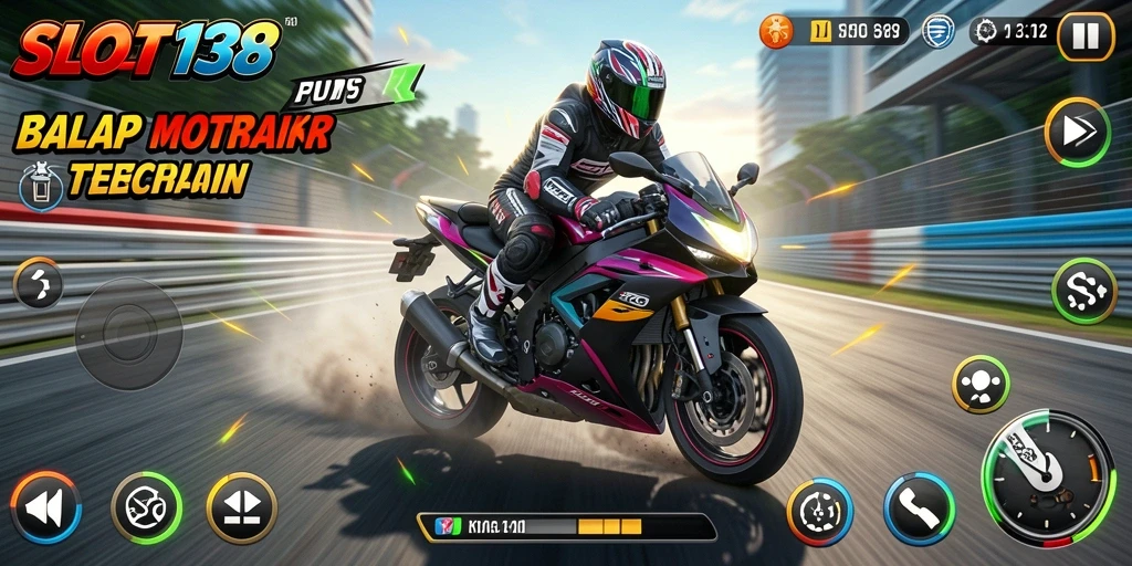Tampilan seru gameplay balap sepeda motor di SLOT138.