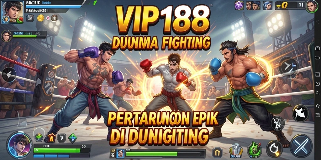 Screenshot menunjukkan pertarungan seru dengan karakter beraksi.